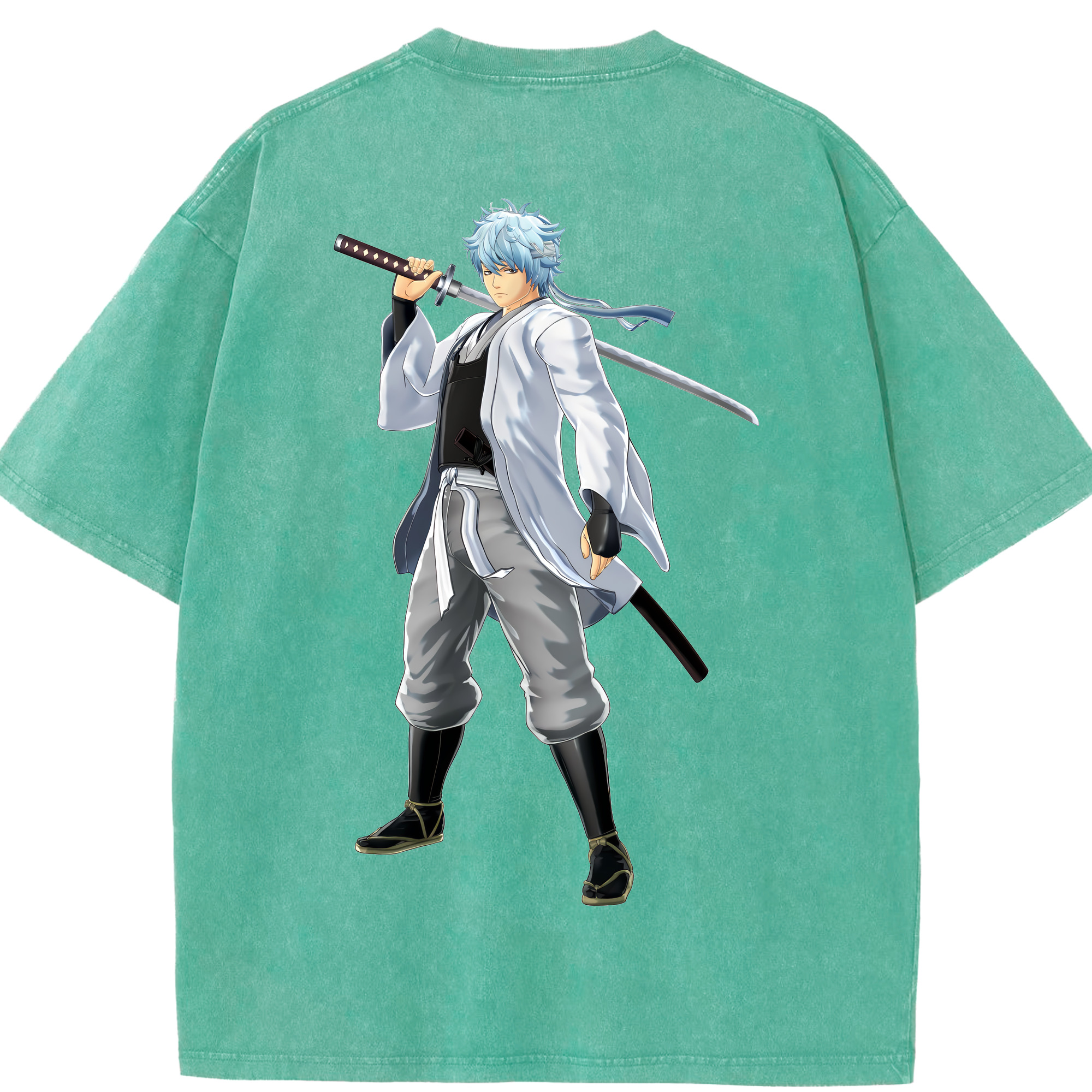 （画像用） ぎんたま 坂田銀時（さかたぎんとき） 神楽 志村新八（しむら しんぱち） GINTAMA Sakata Gintoki Kagura Shimura Shinpachi 綿100% ヴィンテージ風 半袖Tシャツ（背面プリント）